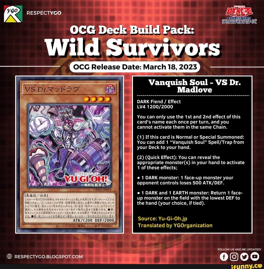 R RESPECTYGO OCG Deck Build Pack: Wild Su Vanquish Soul - VS Dr. Madlove Date: 18, DARK R RESPECTYGO OCG Deck Build Pack: Wild Su Vanquish Soul - VS Dr. Madlove Date: 18, DARK