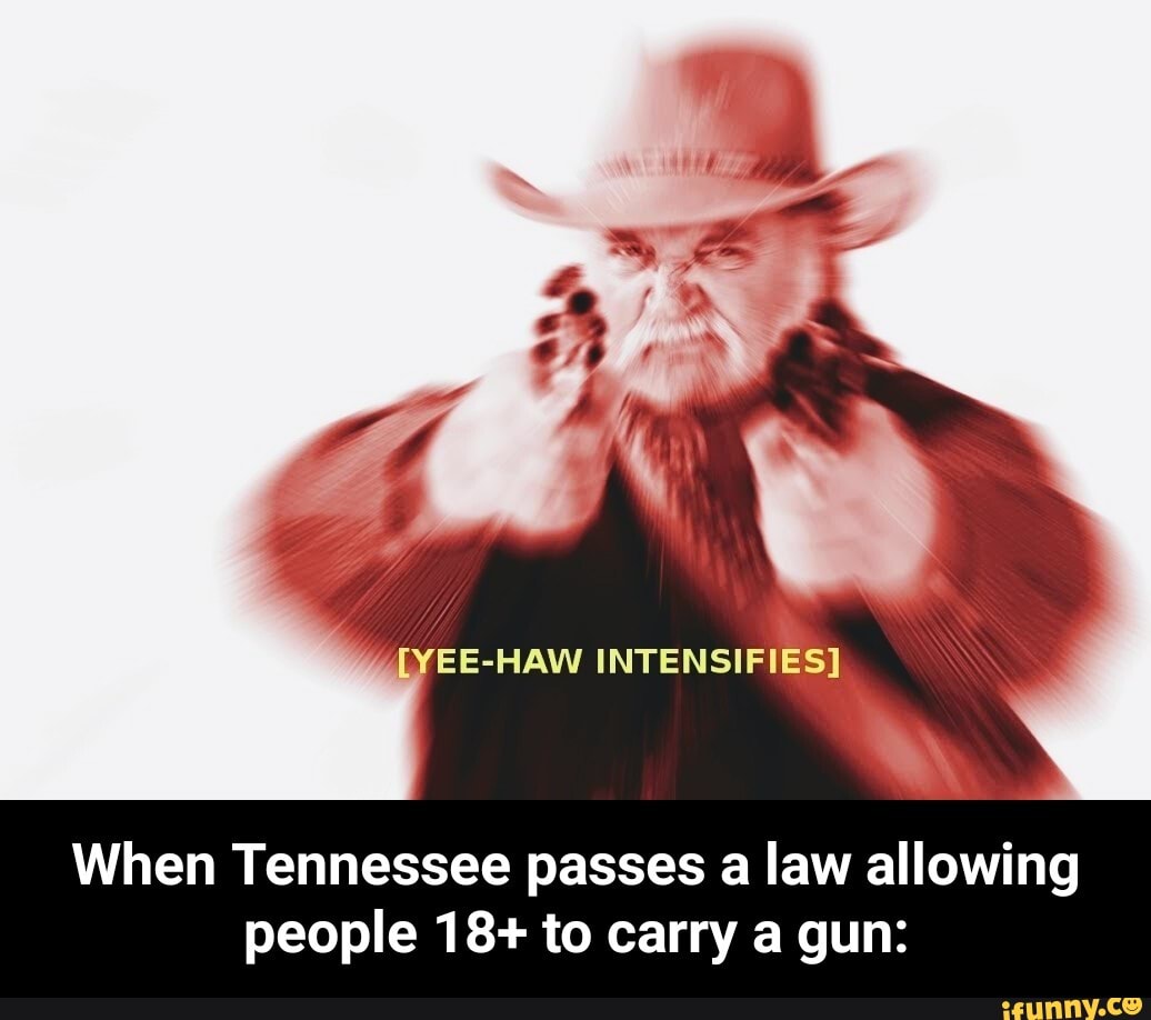 When Tennessee passes a law allowing people 18+ to carry gun: - When Tennessee passes a law allowing people 18+ to carry a gun: