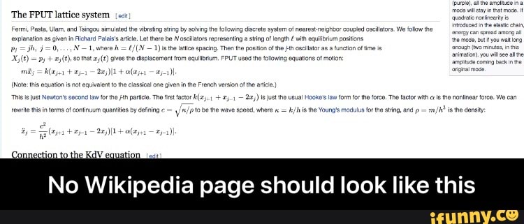 'The FPUT lattice system - No Wikipedia page should look like this