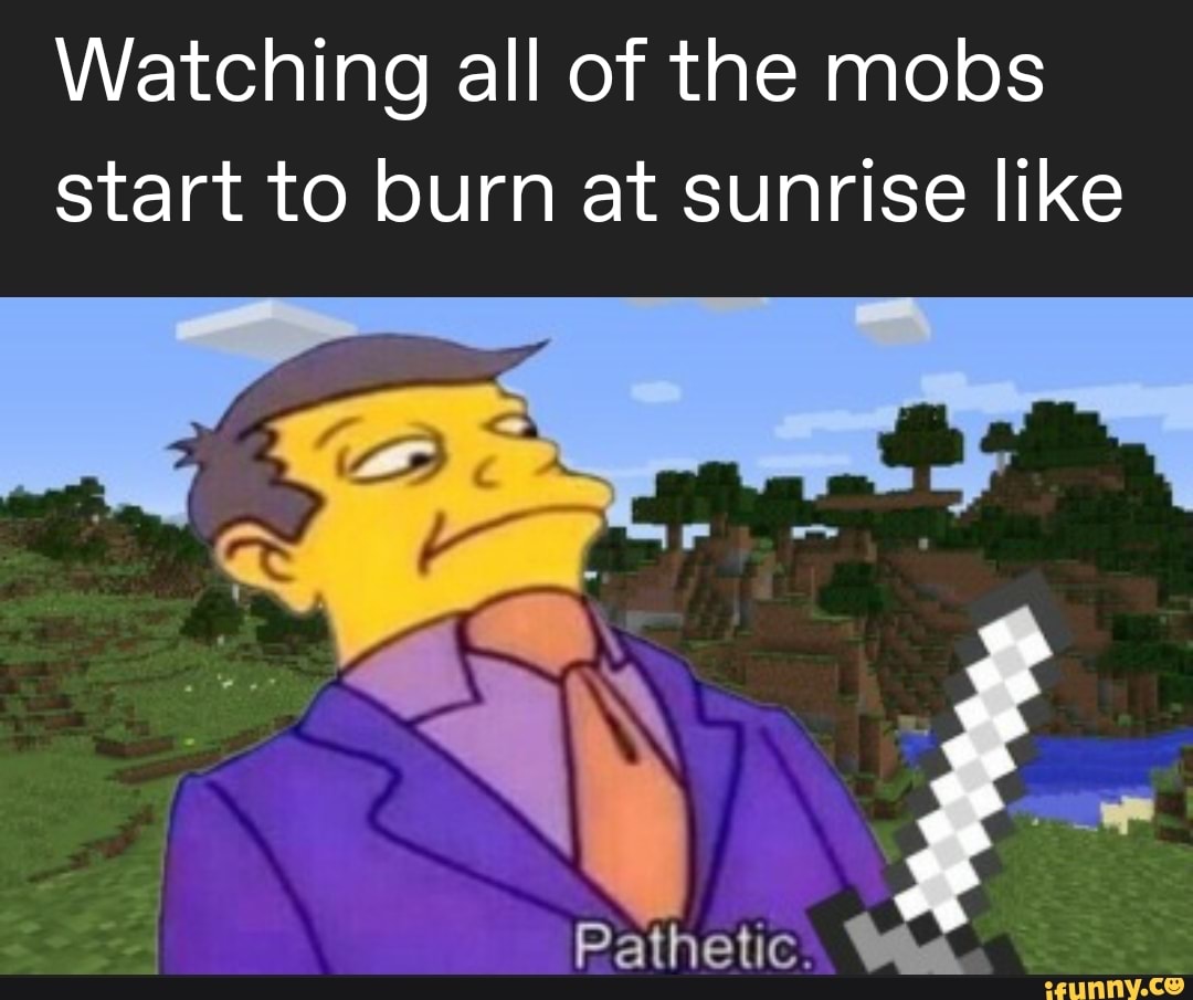 Watching all of the mobs start to burn at sunrise like
Pathetic.