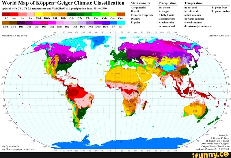 World Map of Kippen-Geiger Climate Classification 'pated with CRU TS 2. ...