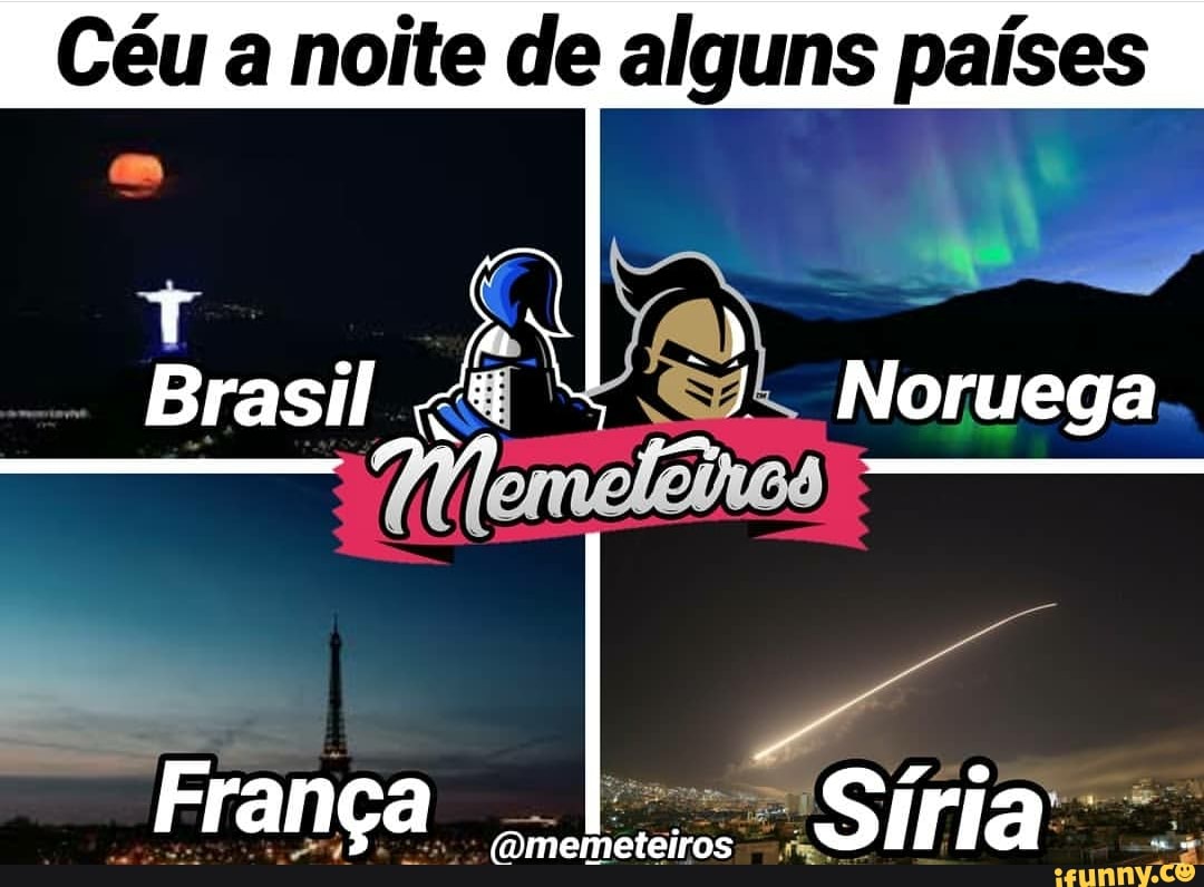 Céu a noite de alguns países