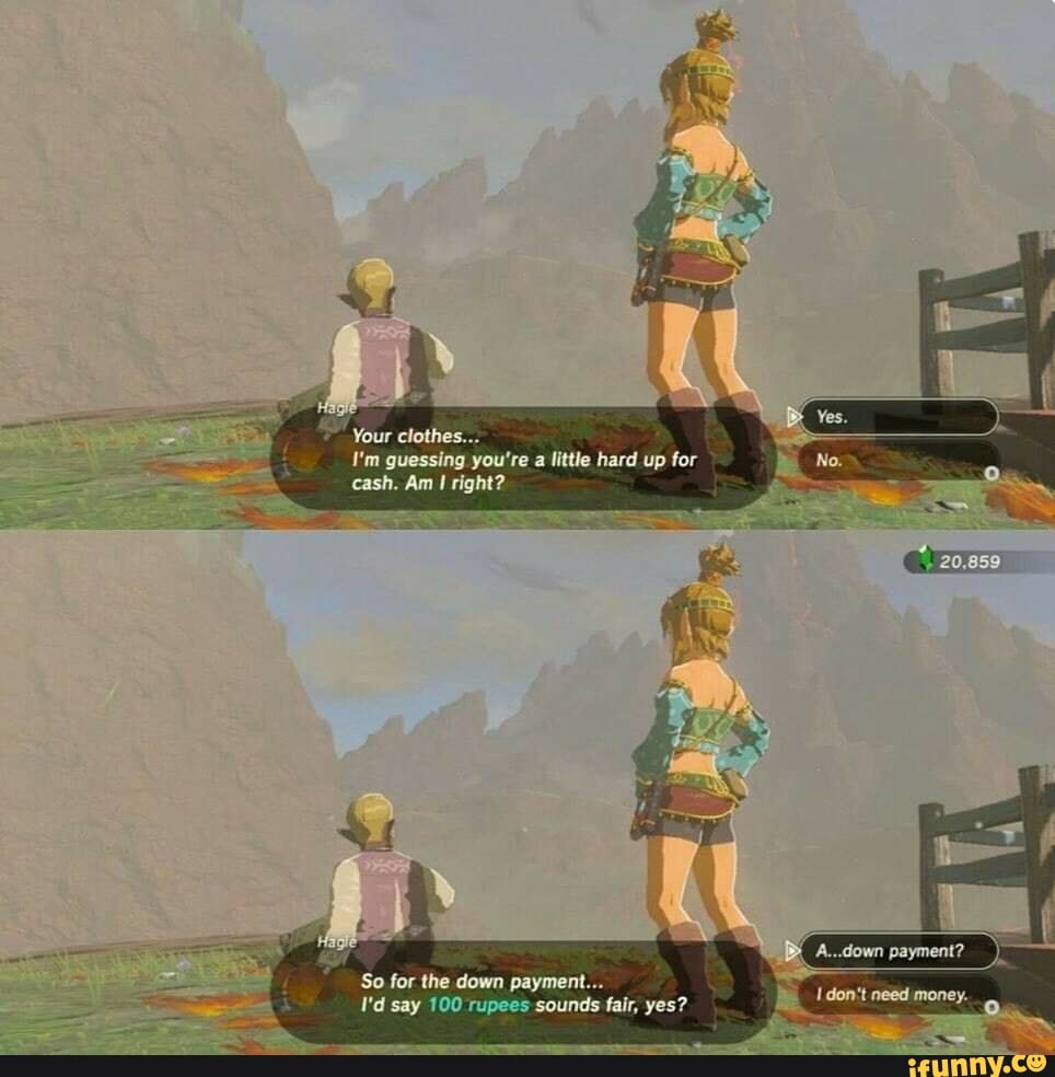 I'm seve you're
a little hard up for
Am I right?
So for the down payment...
I'd say 100 rupees sounds fair, yes?
