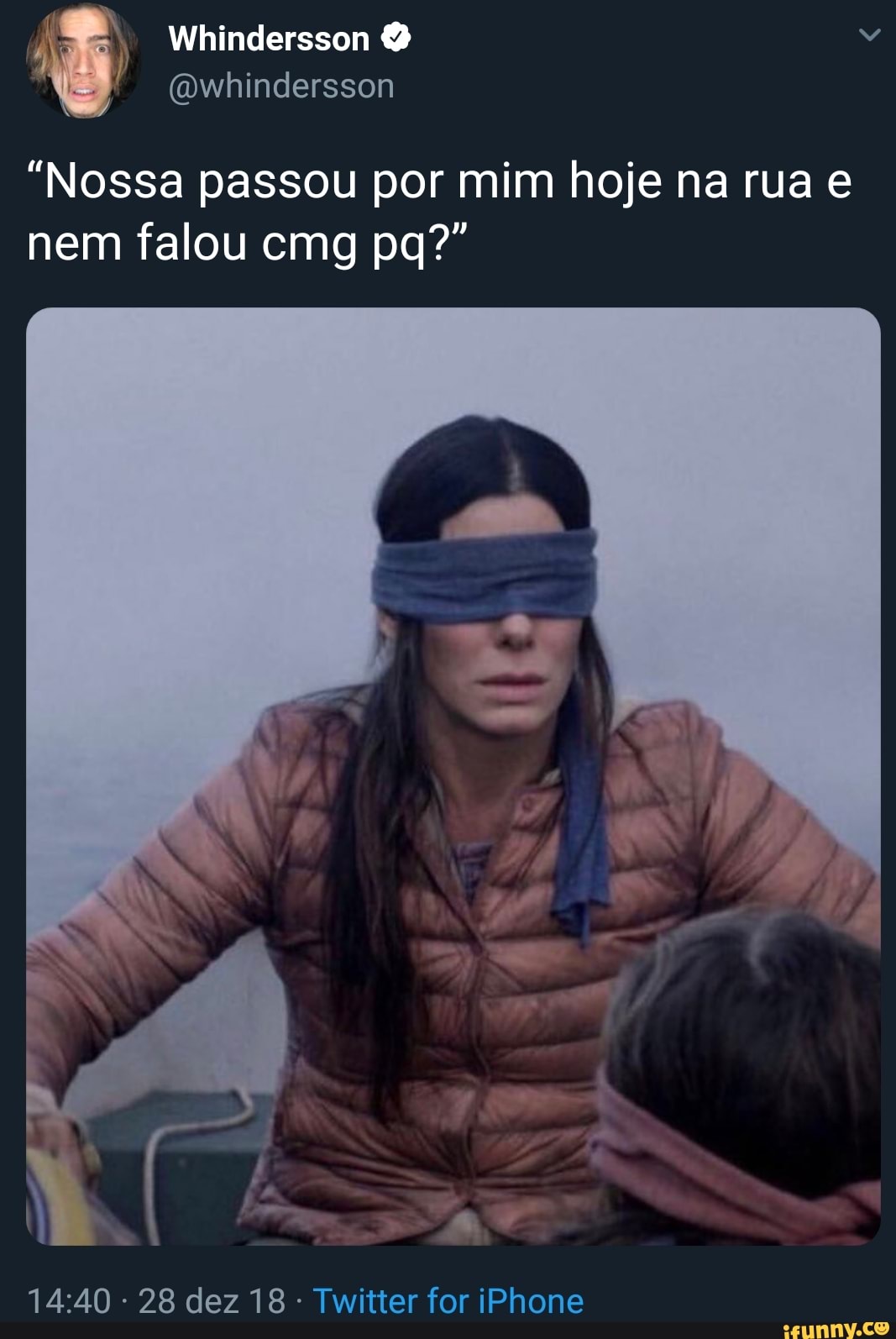 "Nossa passou por mim hoje na rua e
nem falou cmg pq?"
Twitter for iPhone