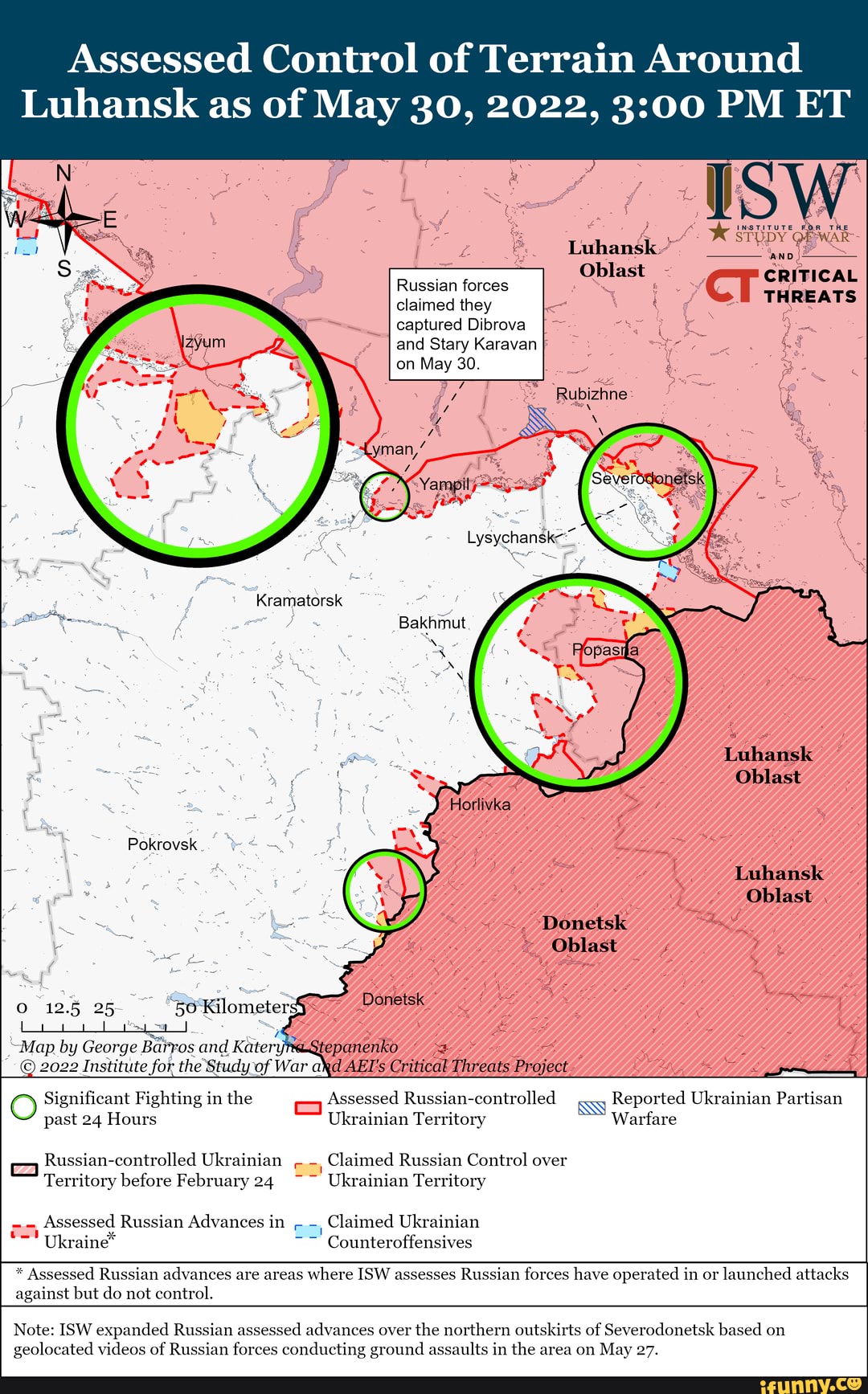 Luhansk Battle Map Draft May 30, 2022 - Assessed Control of Terrain ...