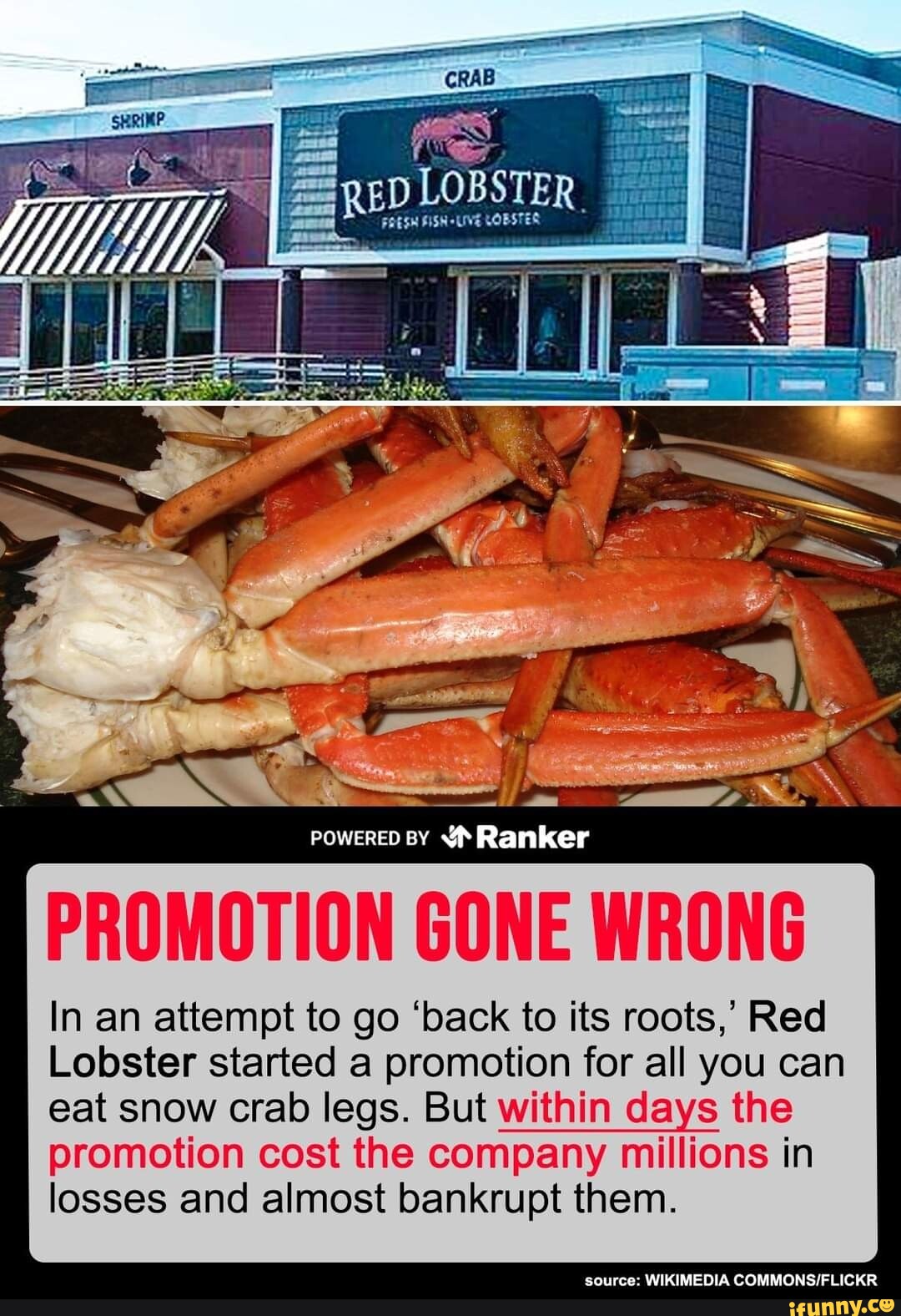 RED LOBSTER Ranker PROMOTION GONE WRONG In an attempt to go 'back to