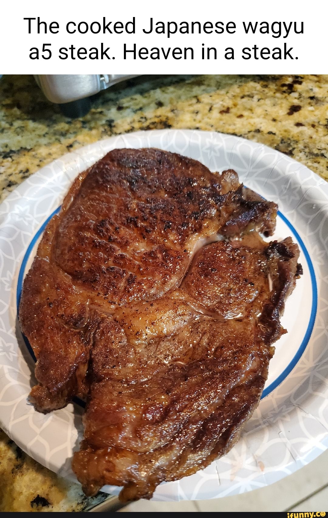 The cooked Japanese wagyu steak. Heaven in a steak. - iFunny