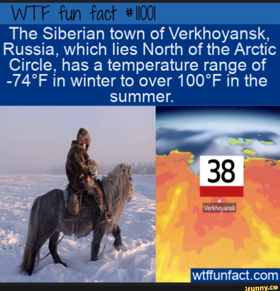 The Siberian town of Verkhoyansk, Russia, which lies North of the