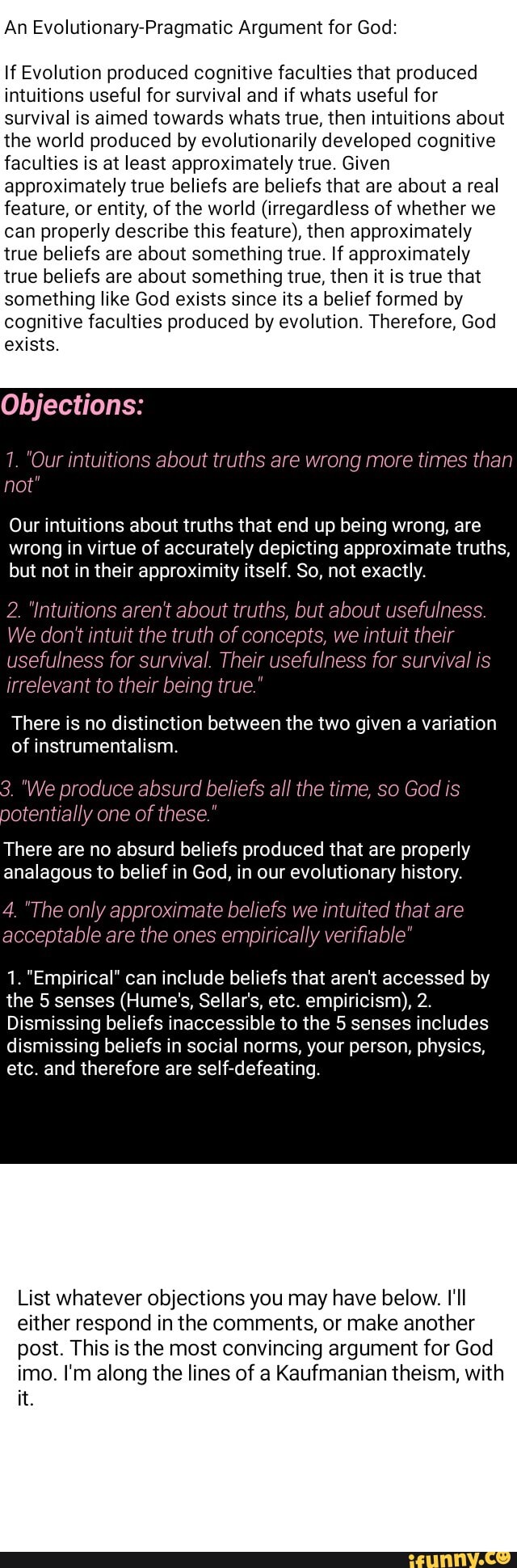 An Evolutionary-Pragmatic Argument for God: If Evolution produced ...