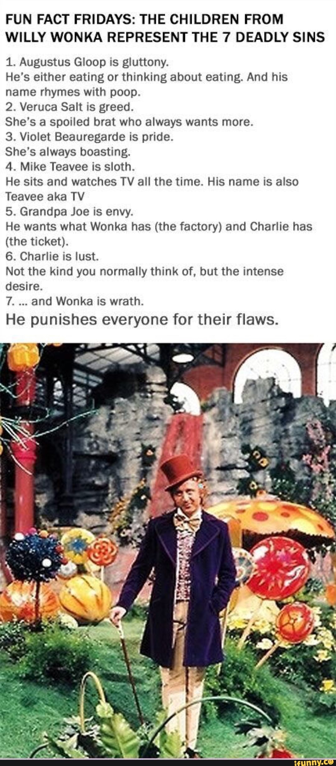 Poop Gloop FUN FACT FRIDAYS: THE CHILDREN FROM WILLY WONKA REPRESENT THE 7 DEADLY ...