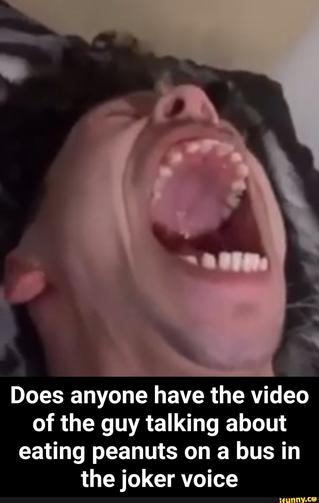 Does anyone have the video of the guy talking about eating peanuts on a bus in the joker voice - Does anyone have the video of the guy talking about eating peanuts on a bus in the joker voice