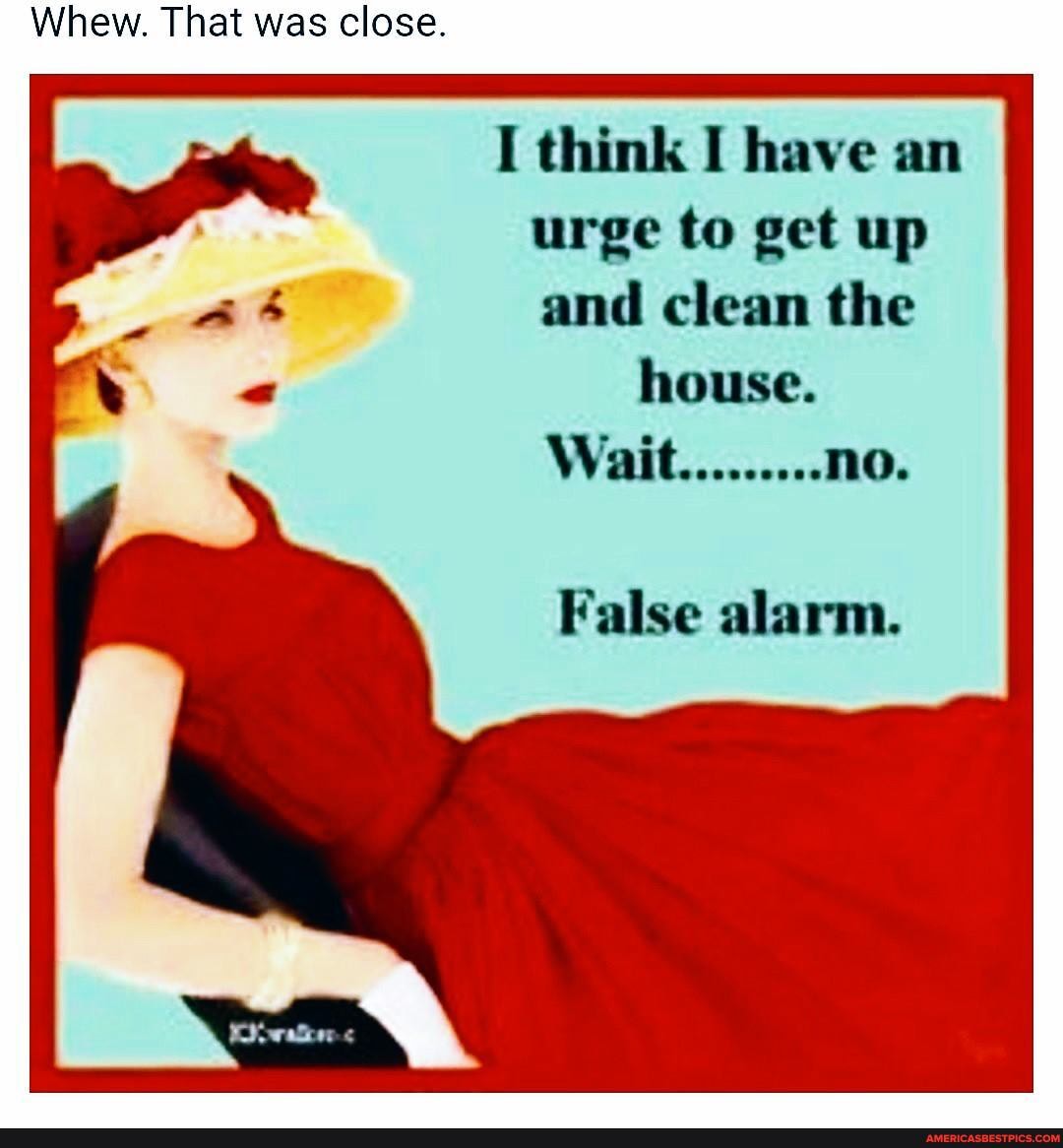 Whew. That was close.
I think I have an urge to get up and clean the house.
Wait.........
no.
False alarm.