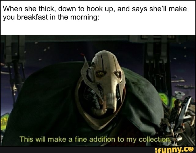 When she thick, down to hook up, and says she'll make you breakfast in the morning:
This will make a fine addition to my collectien