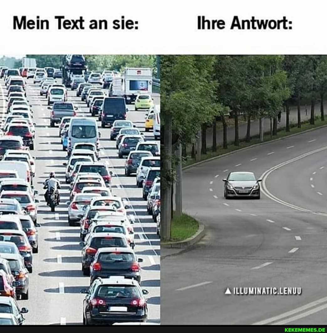Mein Text an sie: Ihre Antwort: