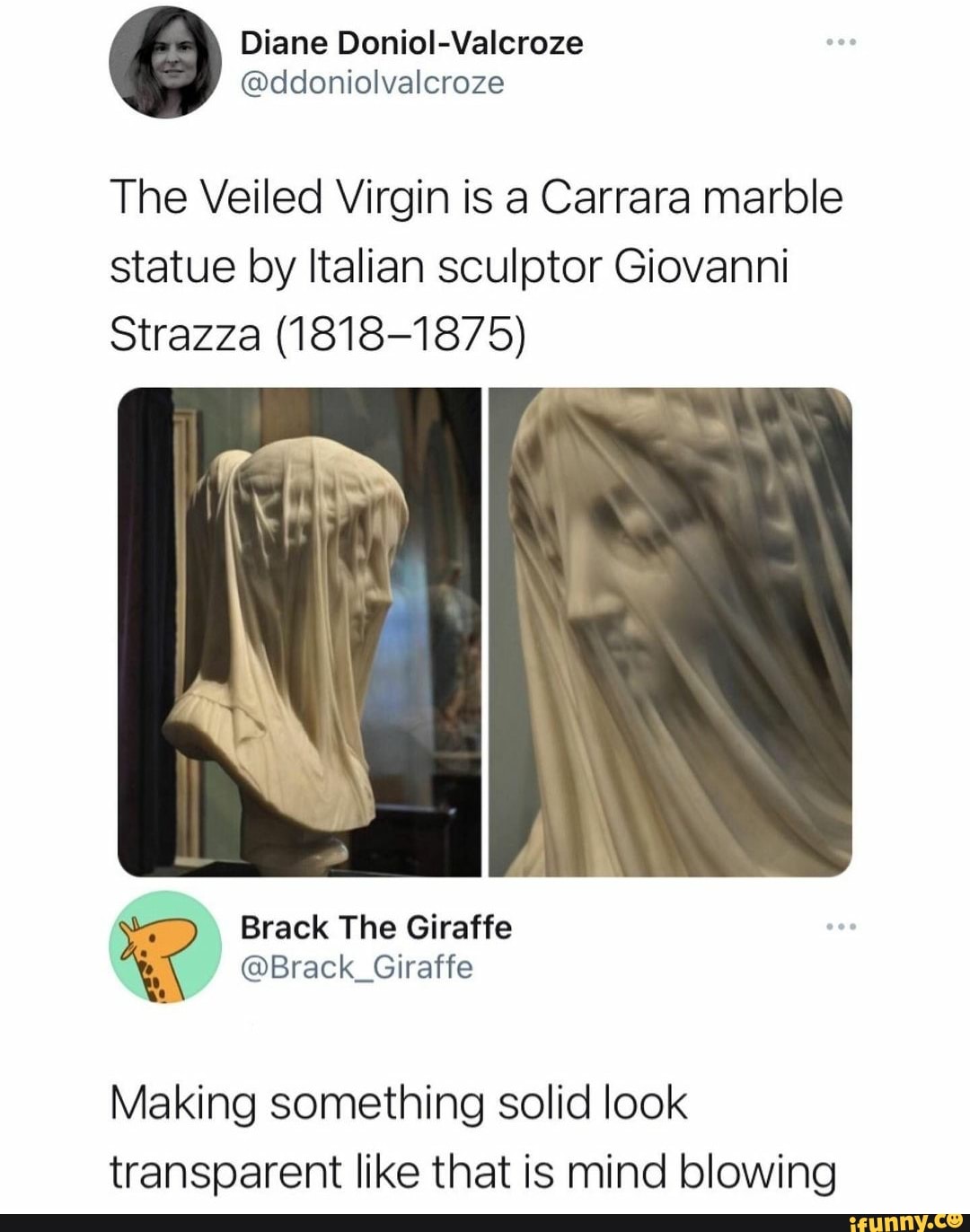 The Veiled Virgin is a Carrara marble statue by Italian sculptor