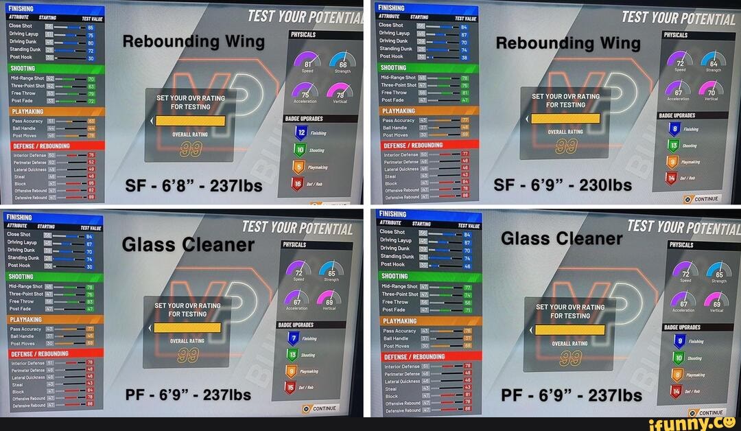 FINISHING ATTRIBUTE STARTING Close Shot Driving Layup Driving Dunk