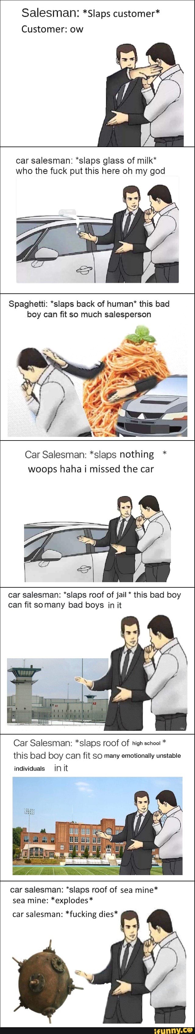 Salesman Slaps Customer Customer Ow Car Salesman Slaps Glass Of Milk Who The