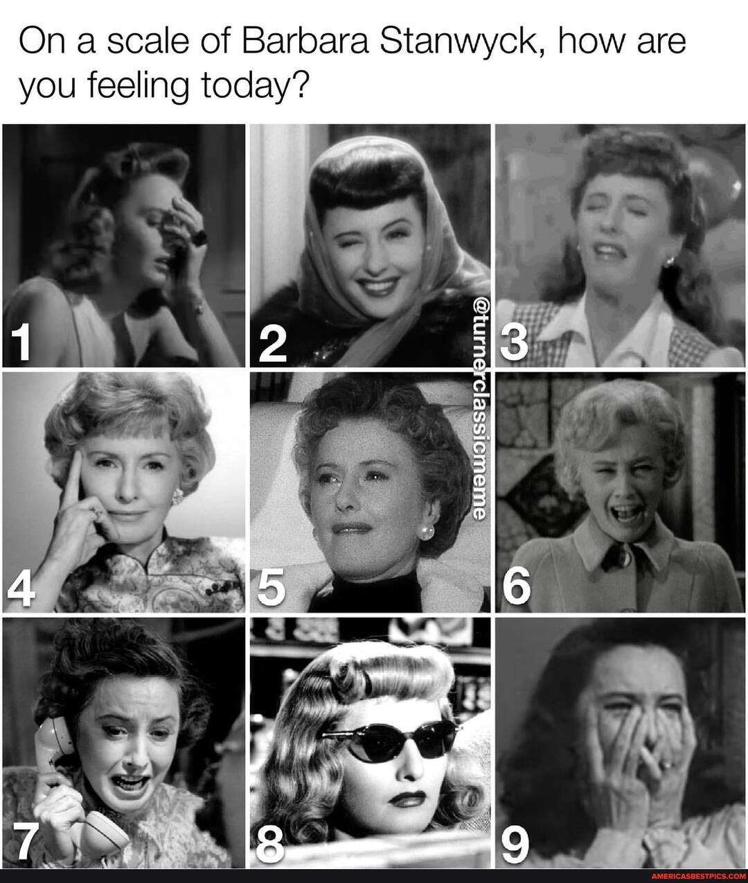 On a scale of Barbara Stanwyck, how are you feeling today? SS - America 