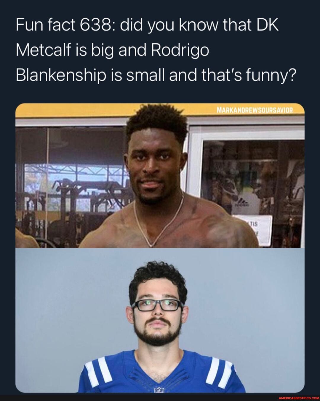 DK Metcalf and Rodrigo Blankenship meet after a year of being a meme  together. 😂 . (📸: @colts, rodthekicker3, TW/JPopASU)