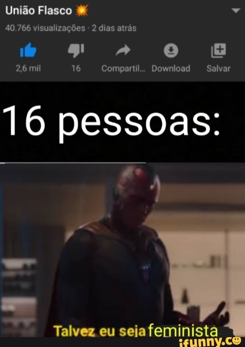 União Flasco W
40.766 visualizações 2 dias atrás
16 pessoas:
Talvez eu seia feminista