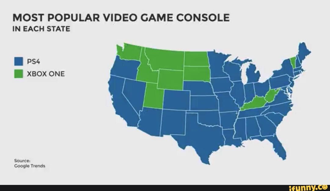 MOST POPULAR VIDEO GAME CONSOLE IN EACH STATE xBOx ONE Source: Google ...