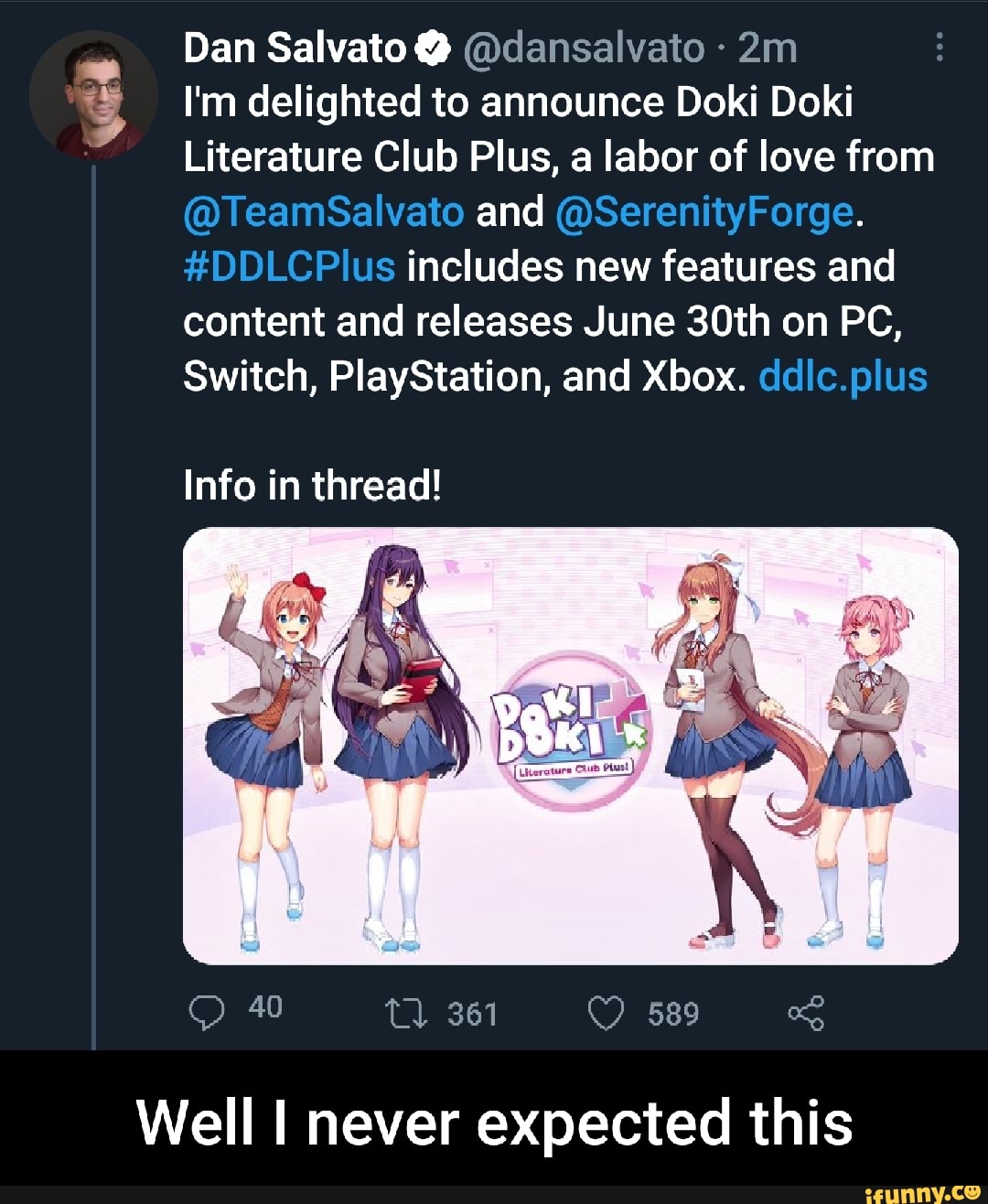 Doki Doki Literature Club Plus Announced For Consoles And PC