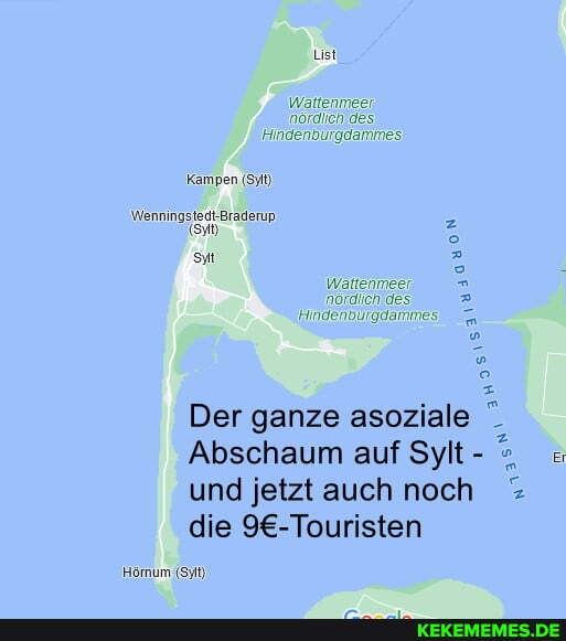 List Wattenmeer nördlich des Hindenburgdammes 'Kampen (Sytt) Wenningstedt Brade