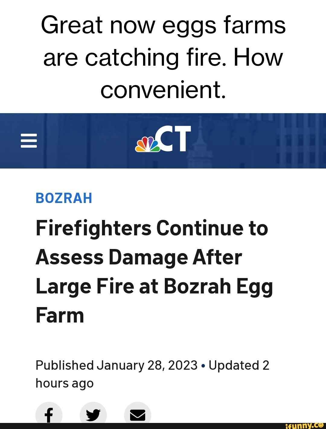 Great now eggs farms are catching fire. How convenient. BOZRAH