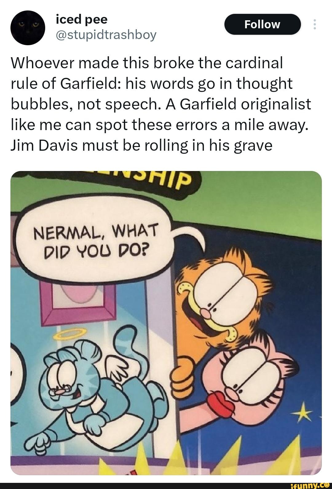 Rule - Whoever made this broke the cardinal rule of Garfield: his words ...