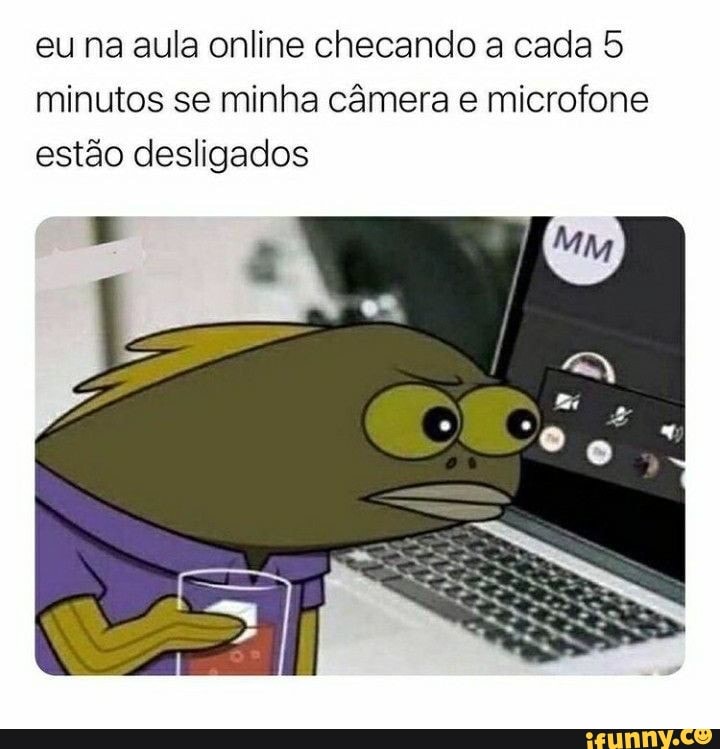 eu na aula online checando a cada minutos se minha câmera e microfone estão desligados