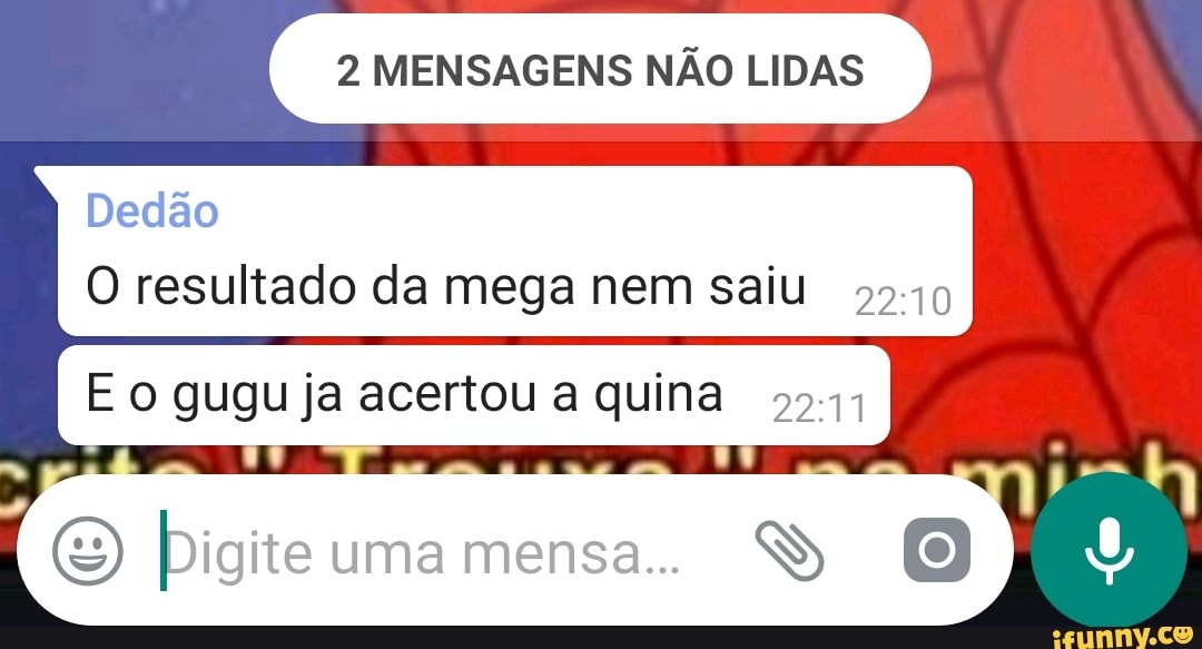 Dedão
O resultado da mega nem saiu
55409
E o gugu ja acertou a quina 5241
bigite umamensa..
VS O