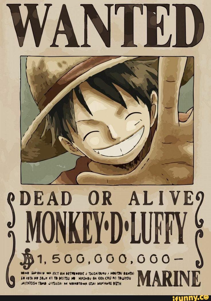 One piece - WANTED OR MONKEY D'LURFY 506, 000, 6008! - iFunny