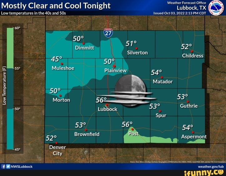 Mostly Clear and Cool Tonight 50 Low temperatures in the and Weather