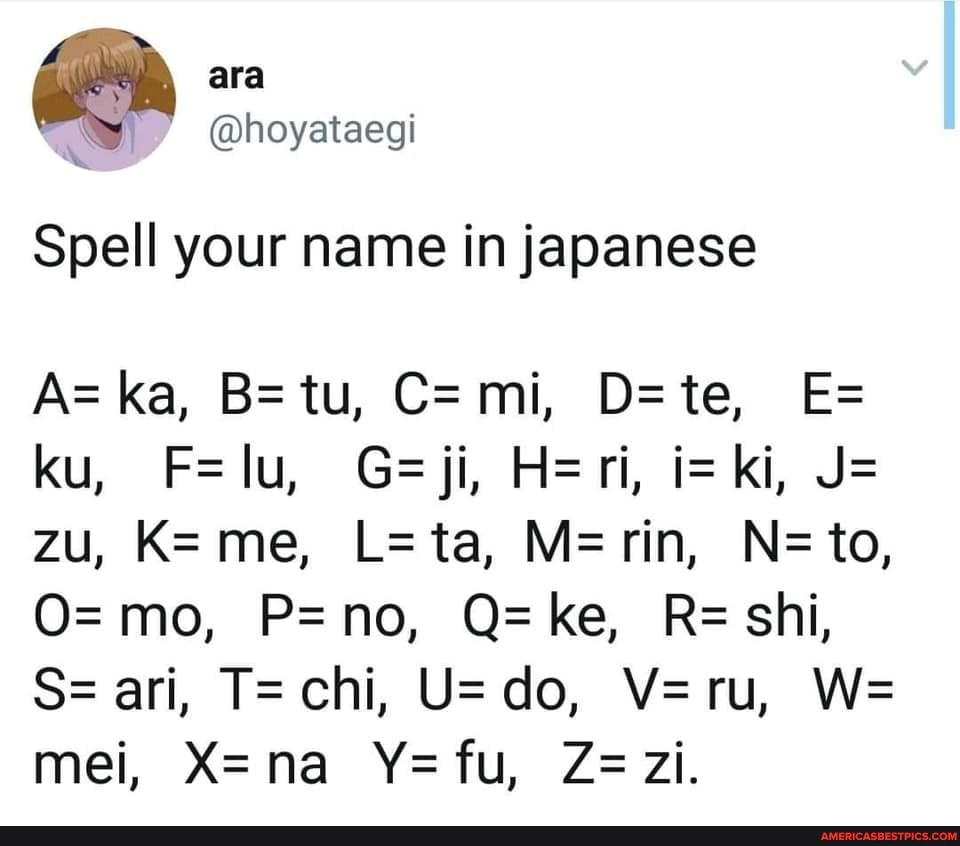 Spell Your Name In Japanese Aska Tu Es Ku Felu I Ki J Zu Me Leta