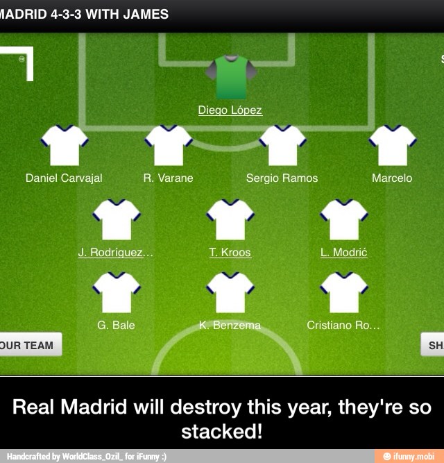 JADRID 4-3-3 WITH JAMES
Real Madrid will destroy this year, they're so
stacked! - Real Madrid will destroy this year, they're so stacked!