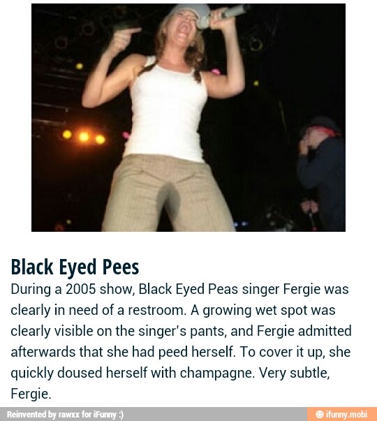 Black Eyed Pees During a 2005 show, Black Eyed Peas singer Fergie was