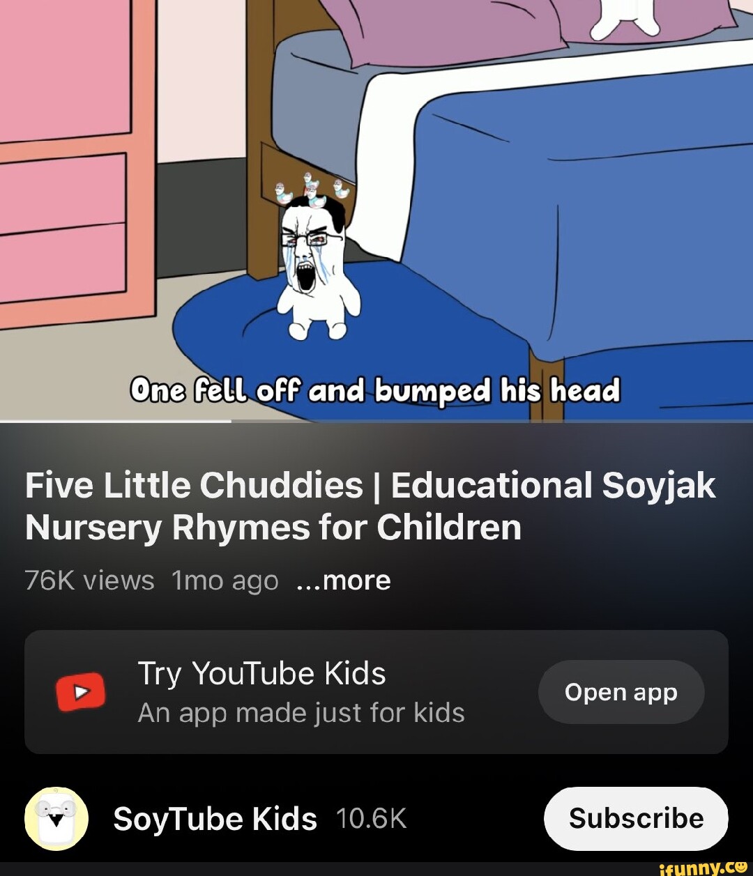 Fell off and bumped his head Five Little Chuddies I Educational Soyjak