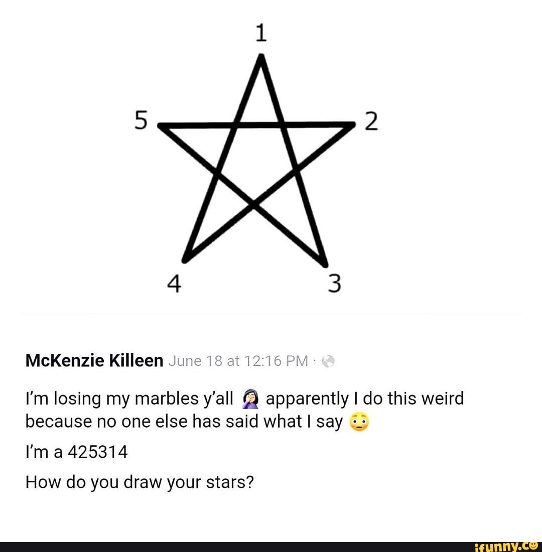McKenzie Killeen June 18 at PM
I'm losing my marbles y'all @ apparently do this weird because no one else has said what say
I'm a 425314
How do you draw your stars?