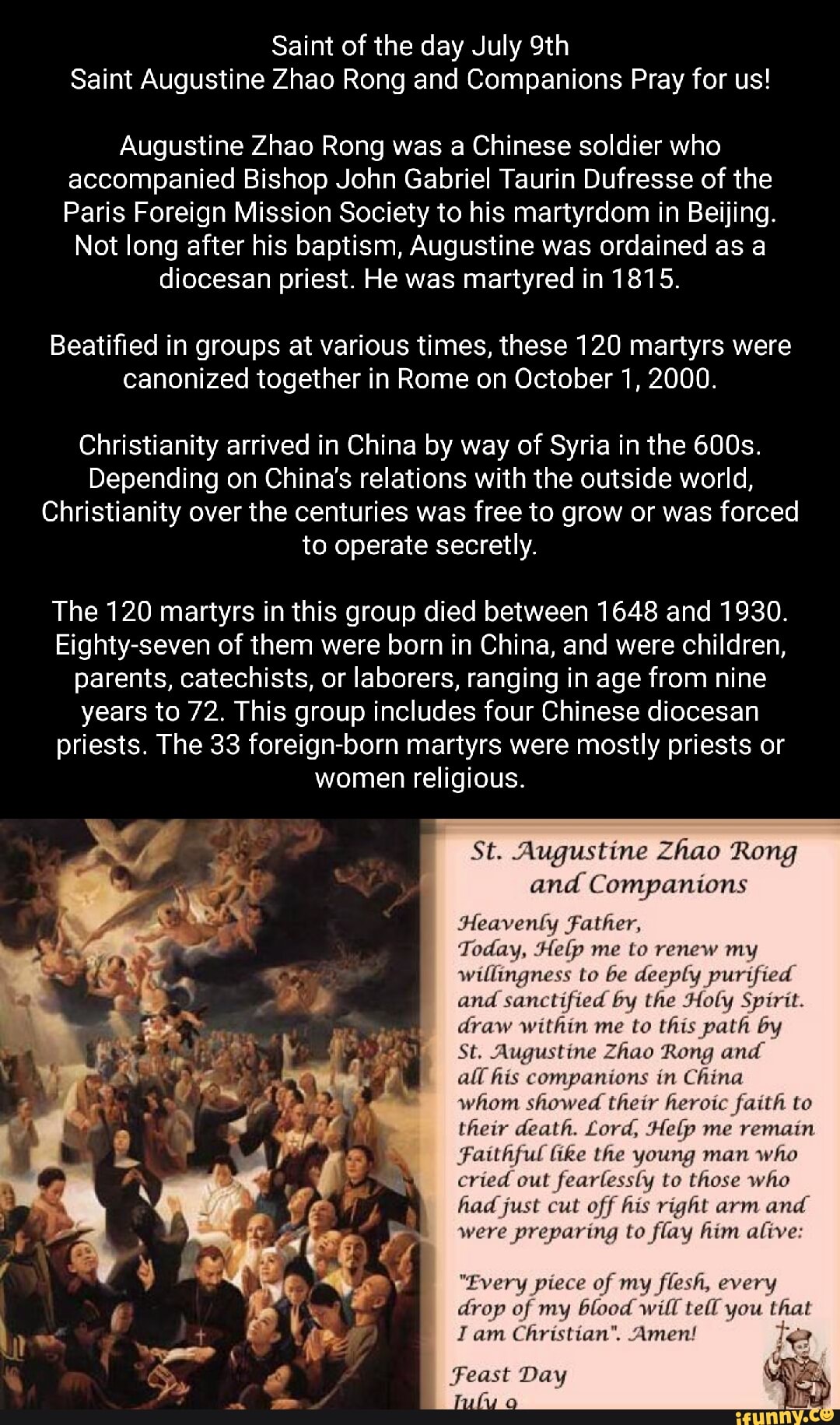 Zou Rong Saint of the day July Saint Augustine Zhao Rong and Companions Pray for ...