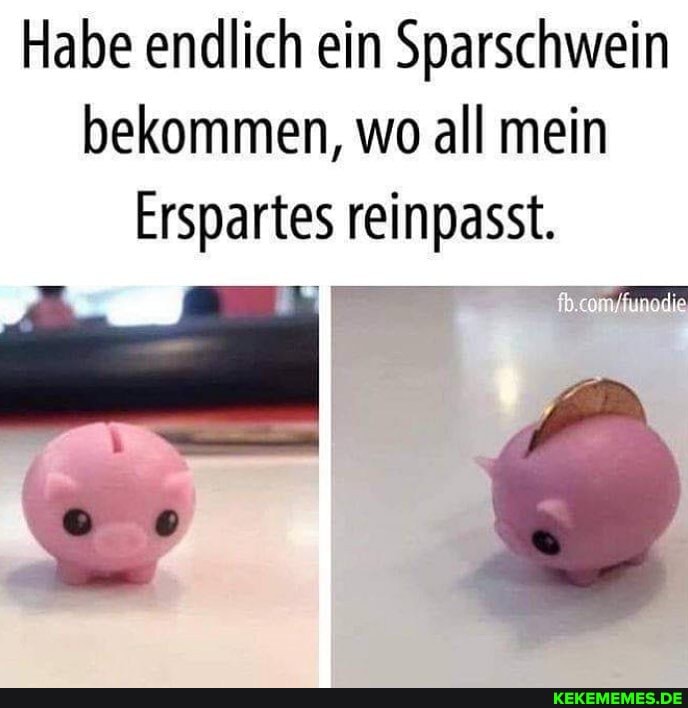 Habe endlich ein Sparschwein bekommen, wo all mein
Erspartes reinpasst.