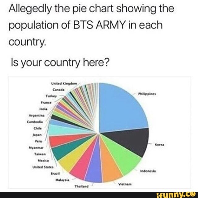 Allegedly the pie chart showing the population of BTS ARMY in each