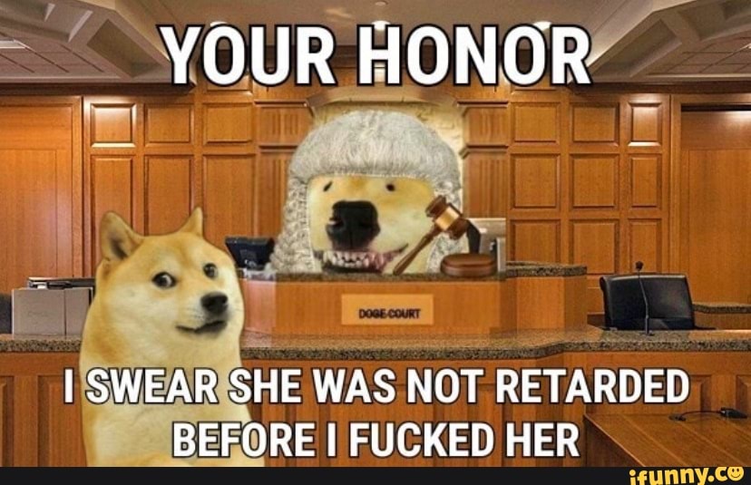 YOUR HONOR I SWEAR SHE WAS NOT RETARDED BEFORE I FUCKED HER - )
