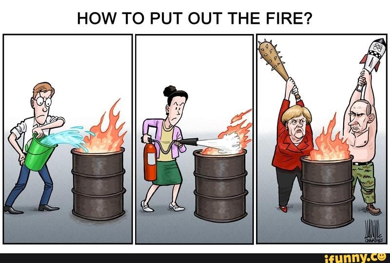 Putting on fire. Put out a Fire. Put out. Карикатура как тушит огонь бензином. Карикатура Блинкен тушит огонь.