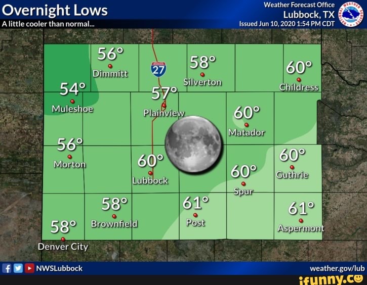 Weather Forecast Office Overnight Lows Lubbock, TX Alittle cooler than ...