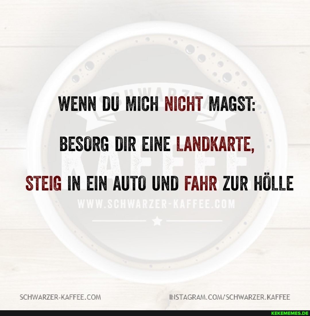 WENN DU MICH NICHT MAGST:
BESORG DIR EINE LANDKARTE,
STEIG IN EIN AUTO UND FAHR ZUR HÖLLE