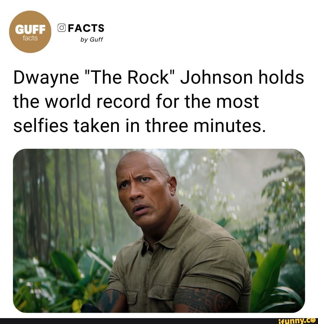 FACTS by Guff Dwayne "The Rock" Johnson holds the world record for the