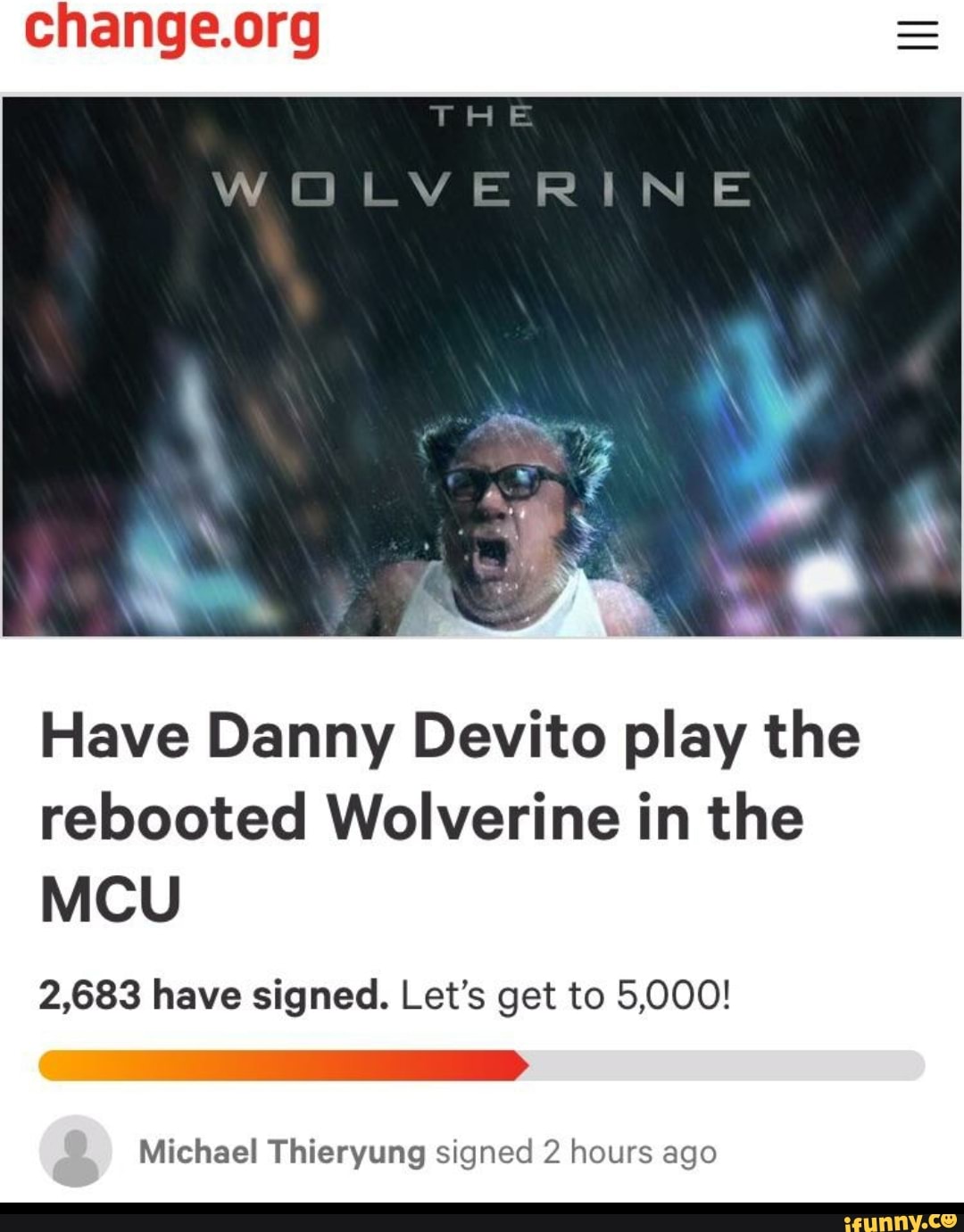 Change.org Have Danny Devito play the rebooted Wolverine in the MCU