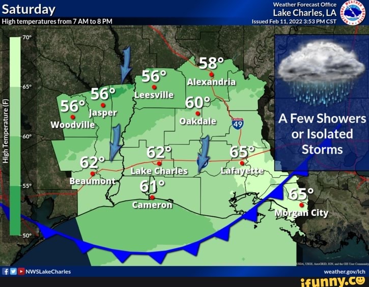 'Weather Forecast Office Saturday Lake Charles, LA High temperatures