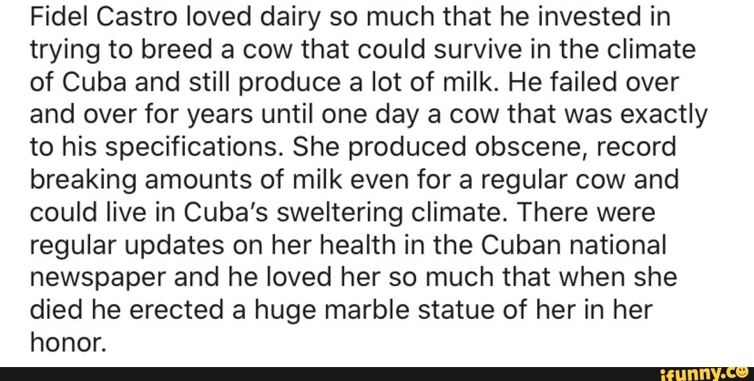 Fidel Castro loved dairy so much that he invested in trying to breed a ...