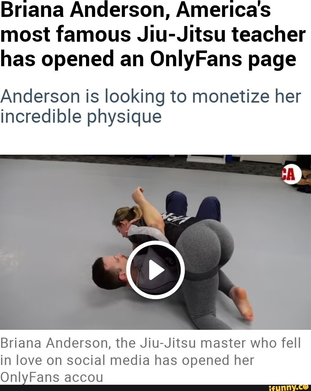 Briana Anderson, America's most famous Jiu-Jitsu teacher has opened an  OnlyFans page